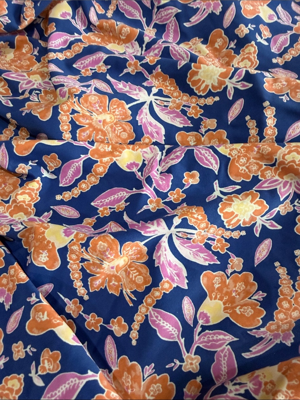 J.Crew Reimagined Floral One-Shoulder One-Piece Swimsuit - Navy & Orange size 16 - Picture 2 of 9